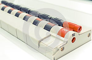 Electric switch on control panel, technology concept