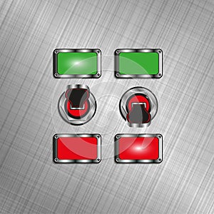 Electric switches with light indicators. Vector illustration.