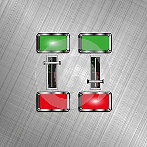 Electric switches with light indicators. Vector illustration.