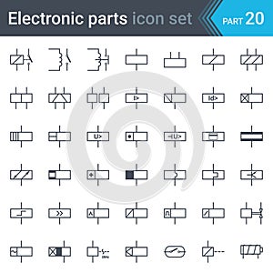 Electric symbols set of relays and electromagnets