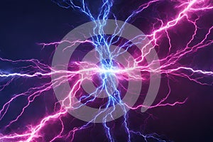 Electric Synapse Vibrant Blue and Pink Lightning Energy Dynamic Electricity Design Plasma Sparks