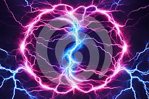 Electric Synapse Vibrant Blue and Pink Lightning Energy Dynamic Electricity Design Plasma Sparks