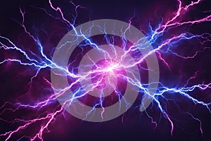 Electric Synapse Vibrant Blue and Pink Lightning Energy Dynamic Electricity Design Plasma Sparks