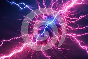 Electric Synapse Vibrant Blue and Pink Lightning Energy Dynamic Electricity Design Plasma Sparks