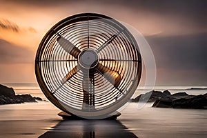 Electric table fan isolated on white Ai generated