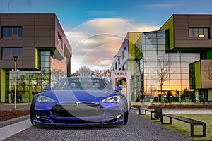 Electric Tesla Model S while charging