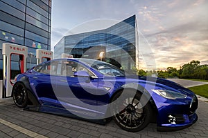 Electric Tesla Model S while charging