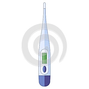 Electric thermometer, body temperature check in a flat style isolated on a white background