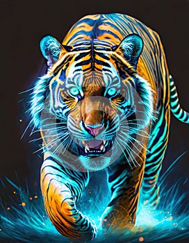 An electric tiger slowly approaching