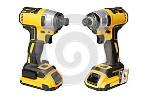 Electric tool ,Power tool ,impact driver or Cordless screwdriver with battery on white background