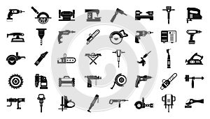 Electric tools icon set, simple style