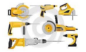 Electric Tools for Repair and Construction Vector Set