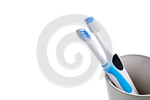 Electric toothbrush isolated on a white background in ceramic glass