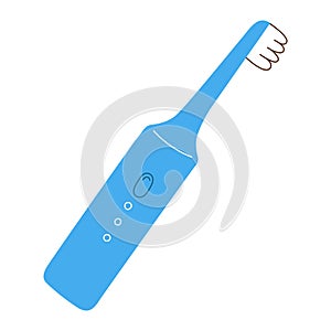 Electric toothbrush, tooth brush icon isolated on white background, flat doodle illustration, vector isolated