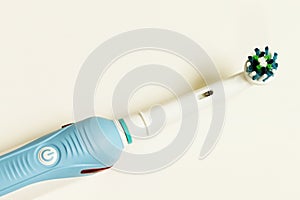 Electric toothbrush on white