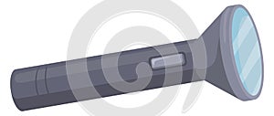 Electric torch lamp. Pocket flashlight cartoon icon