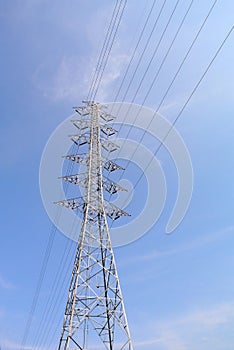 Electric tower with blue sky