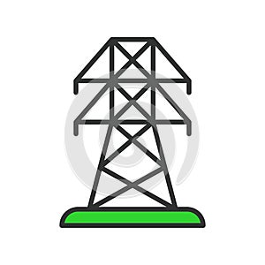 Electric tower, in line design, green. Electric tower, Power transmission, High voltage, Electrical grid, Transmission