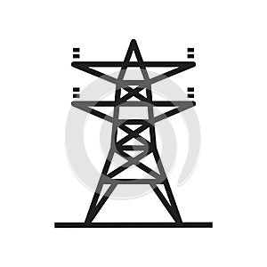 Electric tower, Overhead power line icon template black color editable. Electric tower, Overhead power line icon symbol Flat