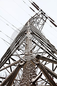 Electric tower in snow