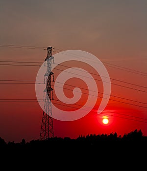 Electric tower sunset