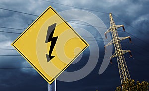 Electric towers with electricity label