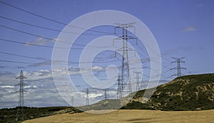 Electric towers in a landscape