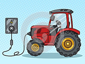 Electric tractor pinup pop art raster illustration