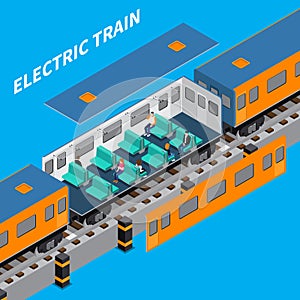 Electric Train Isometric Composition