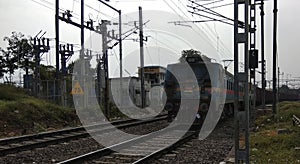 An electric train moving on railway track