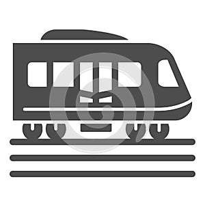 Electric train solid icon, Public transport concept, Subway sign on white background, high speed train icon in glyph