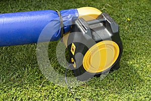 Electric trampoline pump. Air generator. Turbine on rubber casing