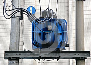 Electric transformer in blue