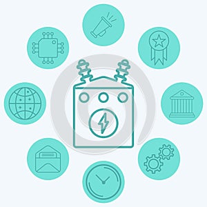 Electric transformer vector icon sign symbol