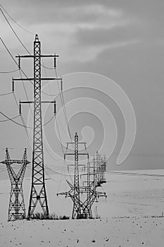 Electric transmision power line and wire photo