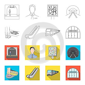 Electric, transport, equipment and other web icon in outline,flat style.Public, transportation,machineryicons in set