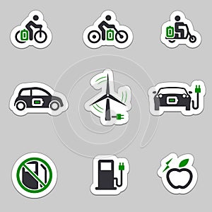 Electric transport icon set