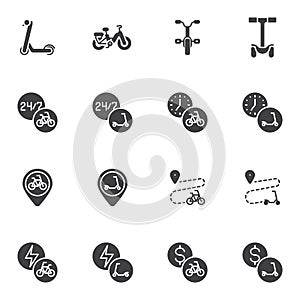 Electric transport sharing vector icons set