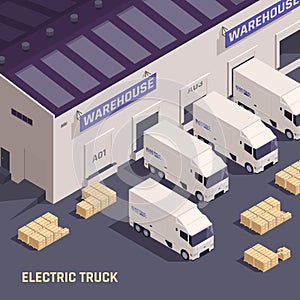 Electric Truck Isometric Composition