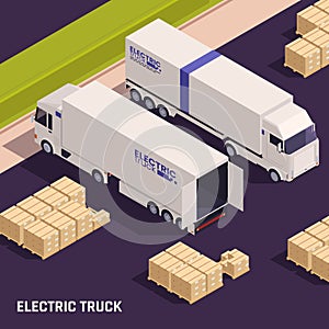 Electric Truck Isometric Composition