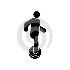 Electric Unicycle Black Silhouette Icon. Man on Monocycle Activity Healthy Urban Transport Glyph Pictogram. Active