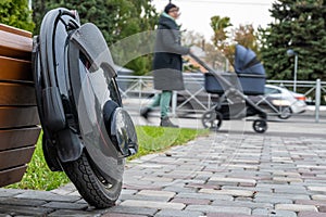 Electric unicycle, ecological urban transport photo
