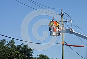 Electric utility workers photo