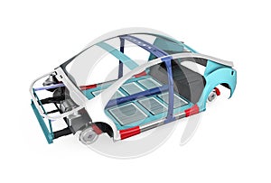 Electric vehicle body frame isolated on white background photo