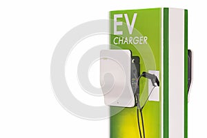 Electric vehicle charging Ev station for Ev car isolated on white background