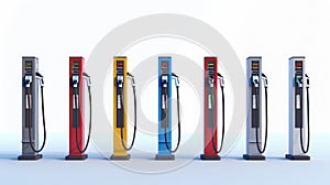 electric vehicle charging posts in charging station.