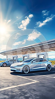 Electric vehicle charging at a solar-powered station