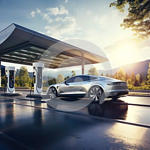 Electric vehicle charging at a solar-powered station