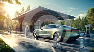 Electric vehicle charging at a solar-powered station