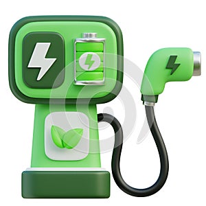 Electric vehicle charging station 3d icon